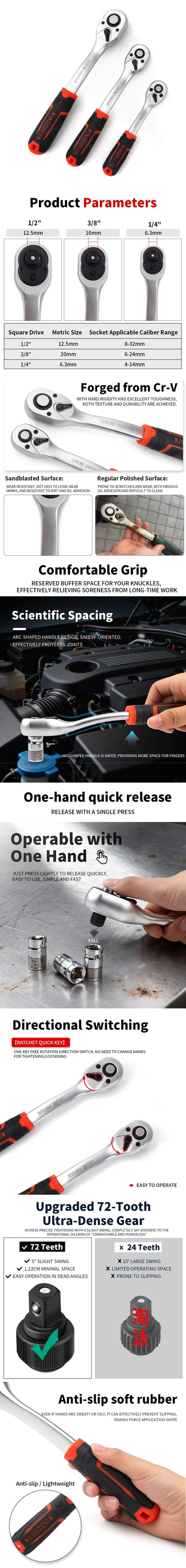 New Frosted Quick Ratchet Wrench Oil-resistant 72 Tooth Drive 1/4 3/8 1/2 Inch Socket Two-way Flying Wrench DIY Hand Repair Tool    Home Decor Supply | Online Retail | ShoreShopper.com
