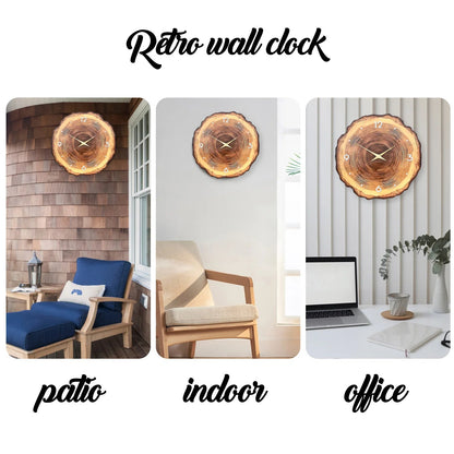 1pc wooden ring veneer wall clock, flat wood cross section texture pattern solid wood pointer design wall clock, silent clock    Home Decor Supply | Online Retail | ShoreShopper.com