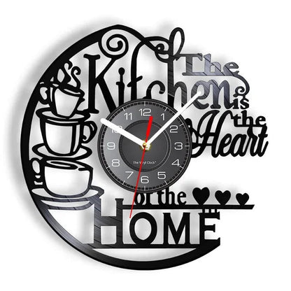 The Kitchen The Heart Of The Home Inspired Vinyl Record Clock Modern Design Vinyl Wall Watch Kitchen Decor Noiseless Timepieces    Home Decor Supply | Online Retail | ShoreShopper.com