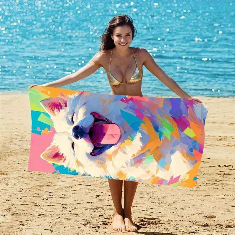 Outdoor, Sports, Home, 2-In-1 Foldable Beach Towel Printed Bath Towel All-In-One Beach Towel Bag for Storage