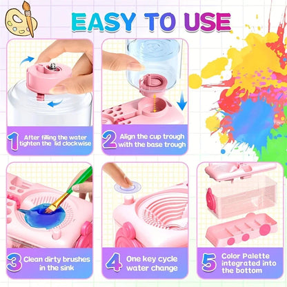 5-in-1 Art Supplies Kit with Water Wheel, Brush Holder & Palette - Watercolor & Acrylic Painting Set for Adults & Students    Home Decor Supply | Online Retail | ShoreShopper.com