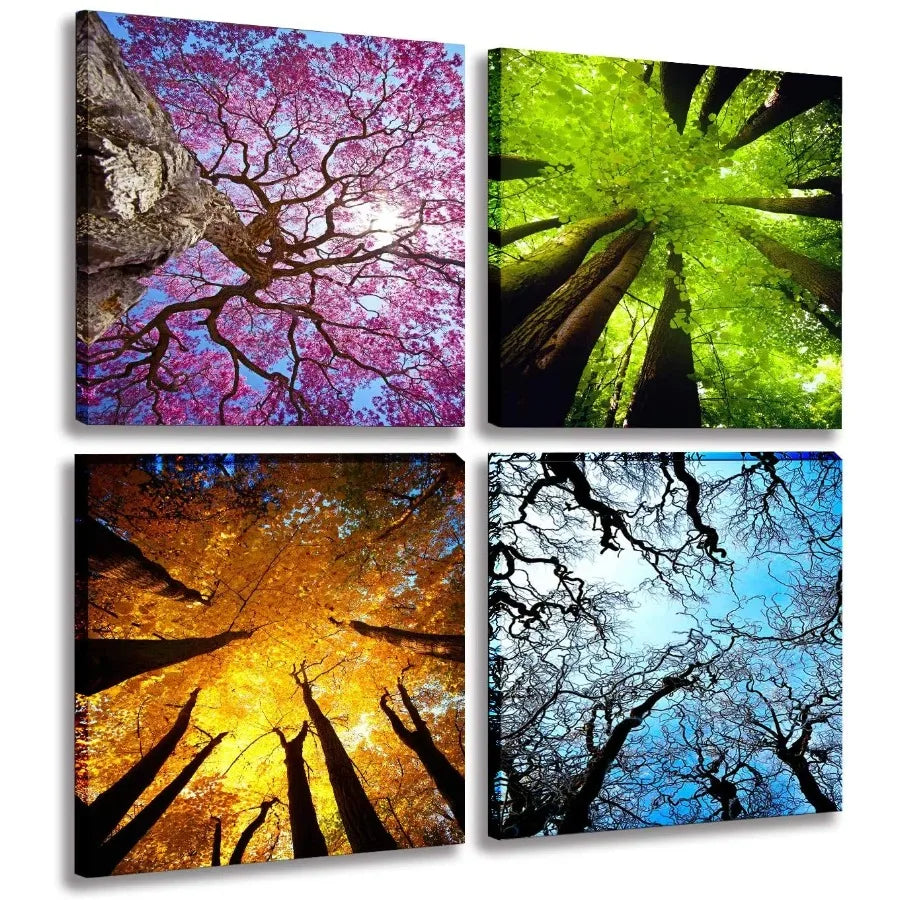 4 Panels Canvas Wall Art Spring Summer Autumn Winter Four Seasons Landscape Tree Painting Prints Modern Giclee Artwork Stretche    Home Decor Supply | Online Retail | ShoreShopper.com