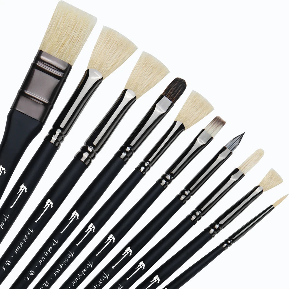10 Pcs Paint Brushes Set Bristle Hair Professional Drawing Long Rod Painting Brush Oil Acrylic Watercolor Art Supplies    Home Decor Supply | Online Retail | ShoreShopper.com