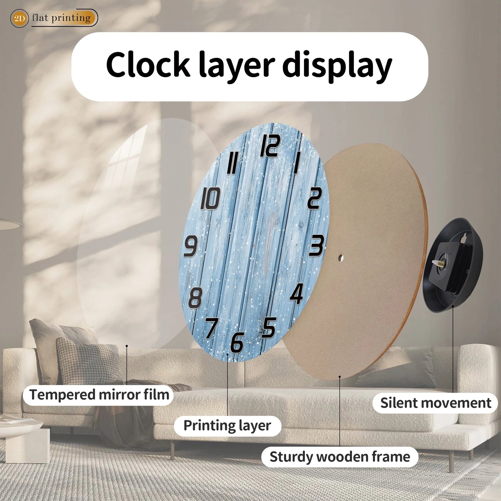 Rustic Blue Wooden Plank Wall Clock with Snowflakes, Winter Theme Home Office Decor, Silent Quartz Movement Decorative Design    Home Decor Supply | Online Retail | ShoreShopper.com