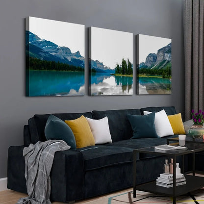 3 canvas wall art prints - landscape of turquoise lake and mountain on canvas, upholstery,1.5 inch thick wood frame    Home Decor Supply | Online Retail | ShoreShopper.com