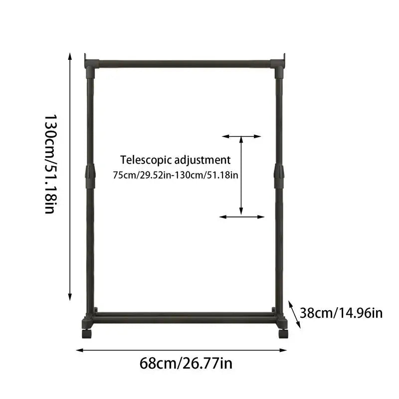 Clothes Rack With Wheels Metal Telescopic Adjustable Laundry Shop Living Room Bedroom Garment Rack Heavy-duty Standing Hanger    Home Decor Supply | Online Retail | ShoreShopper.com