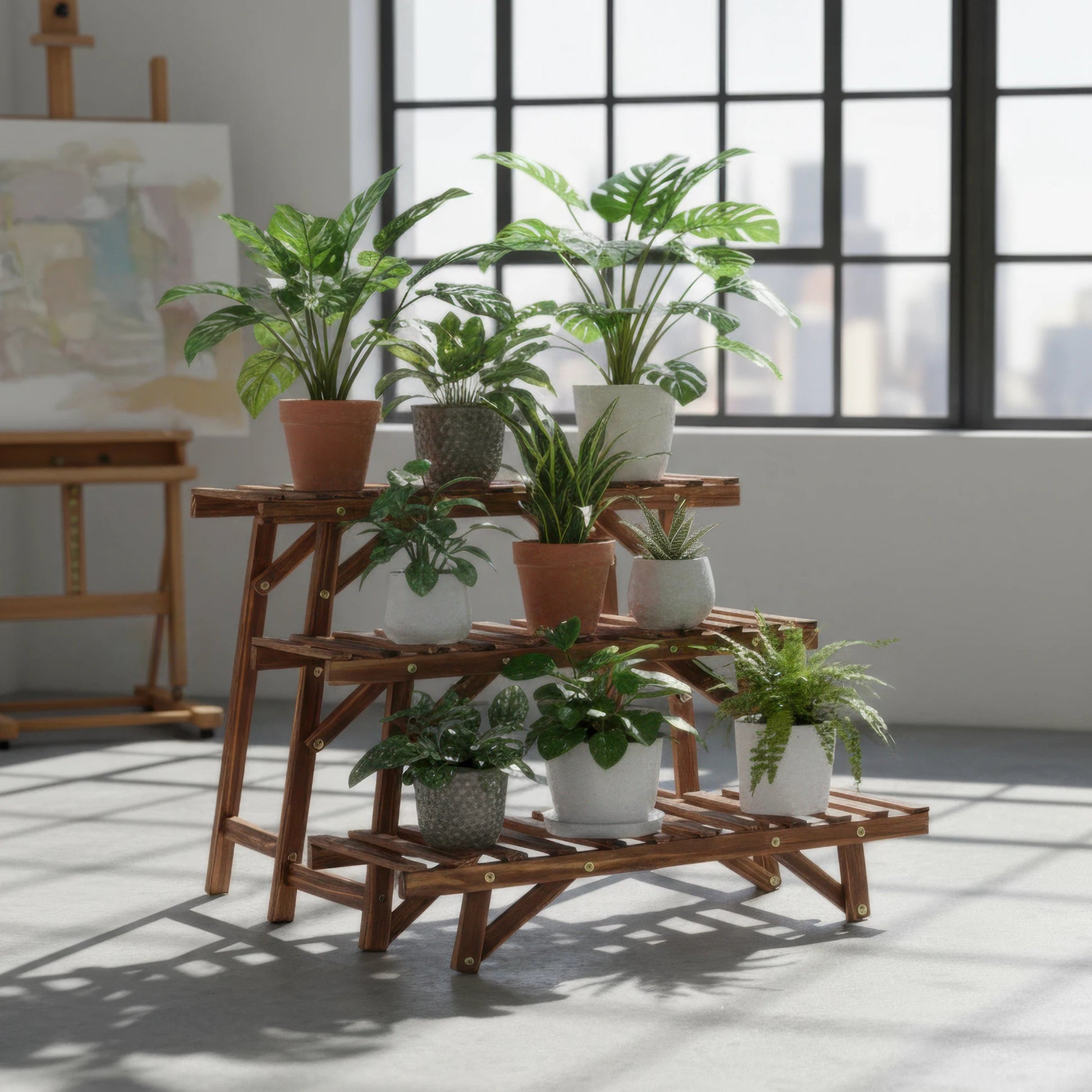 Set of 3 Wood Plant Stand,Rectangular Ladder Flower Pots Outdoor Indoor Plant Display Rack Storage for Home Garden Patio Balcony    Home Decor Supply | Online Retail | ShoreShopper.com