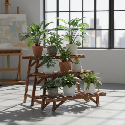 Set of 3 Wood Plant Stand,Rectangular Ladder Flower Pots Outdoor Indoor Plant Display Rack Storage for Home Garden Patio Balcony    Home Decor Supply | Online Retail | ShoreShopper.com