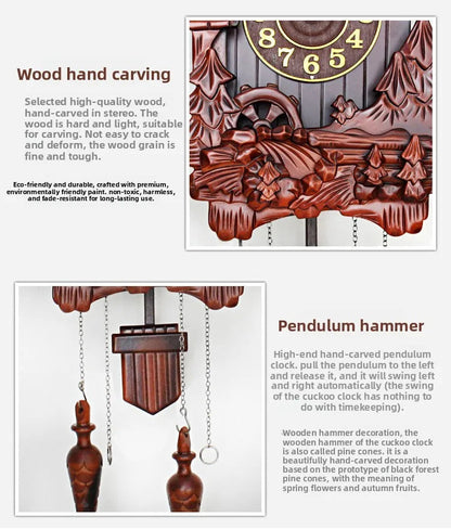Wooden Handcrafted Cuckoo Clock for Wall with Cuccu Chimes and Swing Pendulum for Home Nordic  Decor Solid Wood Cuccu Watch    Home Decor Supply | Online Retail | ShoreShopper.com
