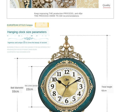Retro European Style Wall Clock Watch Living Room Mute Pendulum Clock Elegant Taste Family Gift Art Decoration    Home Decor Supply | Online Retail | ShoreShopper.com