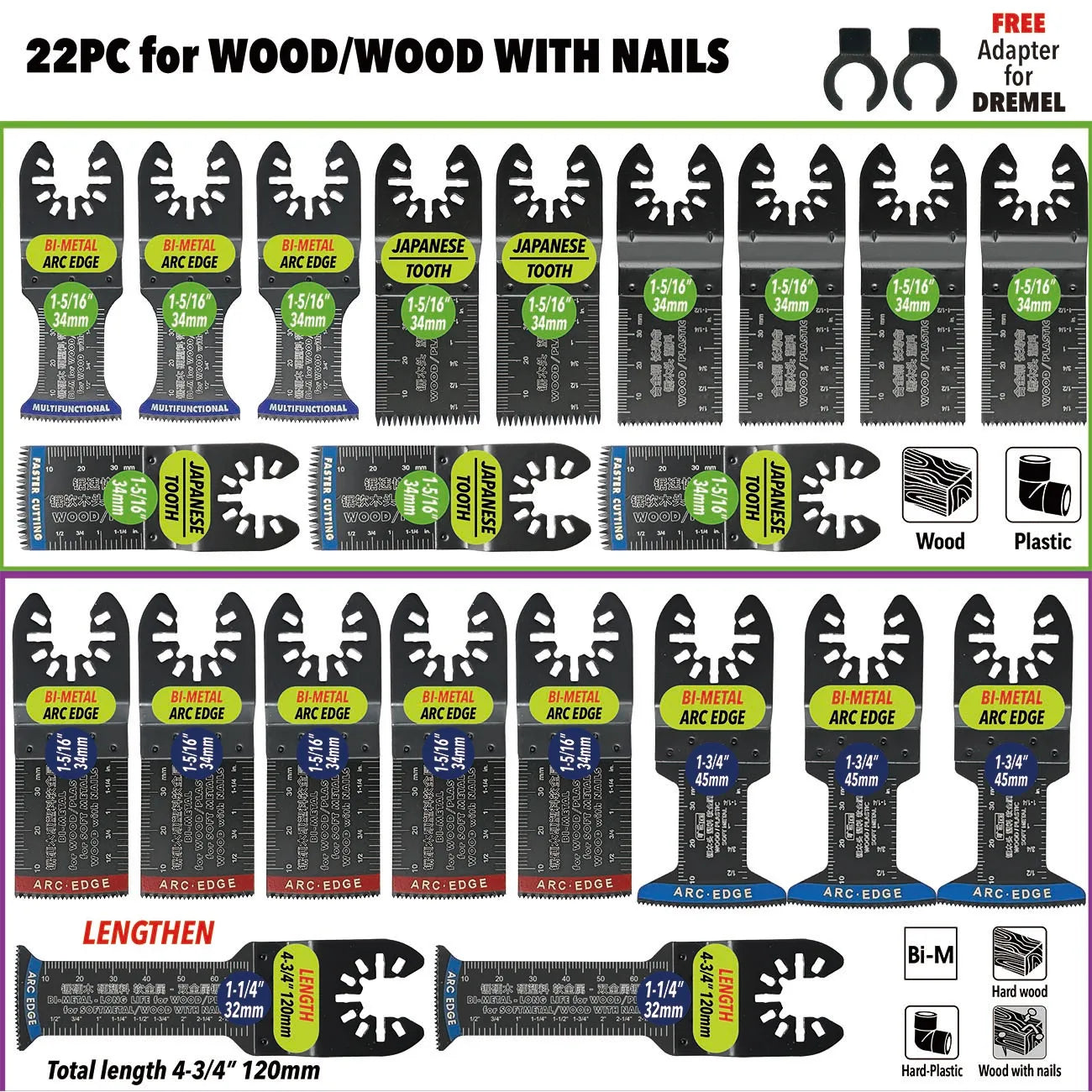 Oscillating Saw Blades Kit，Multitool Blades - Compatible with Milwaukee Dewalt  Worx Skil AEG Ryobi - ShoreCo.Shop