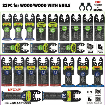 Oscillating Saw Blades Kit，Multitool Blades - Compatible with Milwaukee Dewalt  Worx Skil AEG Ryobi - ShoreCo.Shop