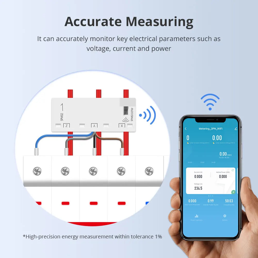 Smart 3-Phase 4-Wire Wifi Power Monitor 63A Bidirectional Solar Energy Meter w/ Tuya App Control - ShoreCo.Shop