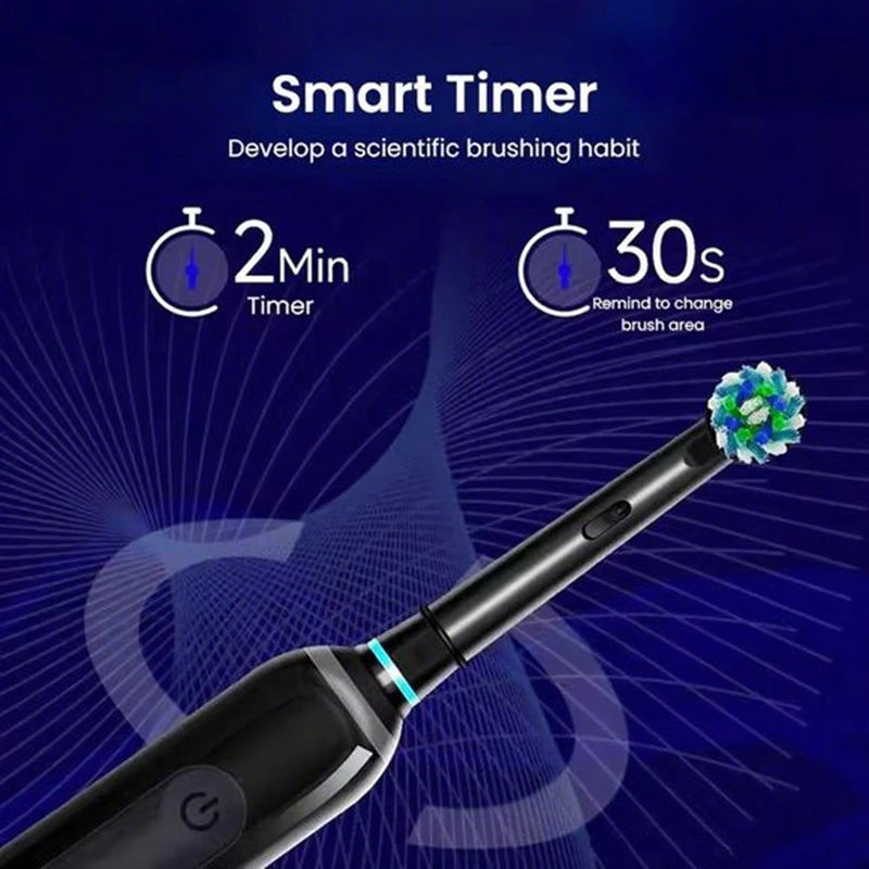Compatible with Oral B Sonic Electric Toothbrush Smart Ultrasonic Dental Teeth Whitening Rechargeable Adult Tooth Brush 3 Head - ShoreCo.Shop