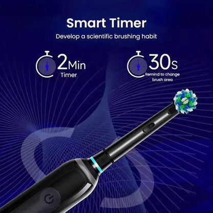 Compatible with Oral B Sonic Electric Toothbrush Smart Ultrasonic Dental Teeth Whitening Rechargeable Adult Tooth Brush 3 Head - ShoreCo.Shop