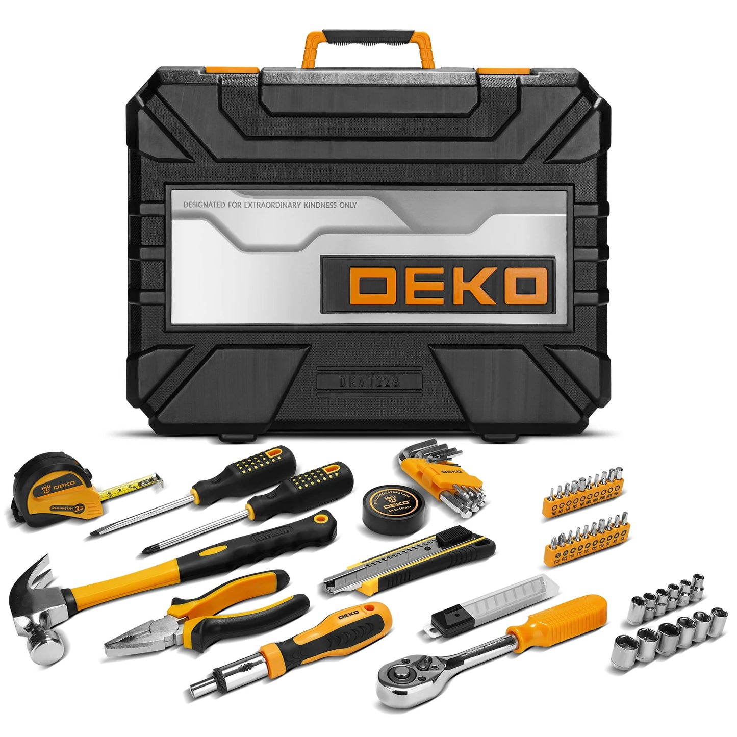 DEKO 228Pcs Socket Wrench Auto Repair Tool Combination Package Mixed Tool Set Hand Tool Kit with Plastic Toolbox Storage Case - ShoreCo.Shop