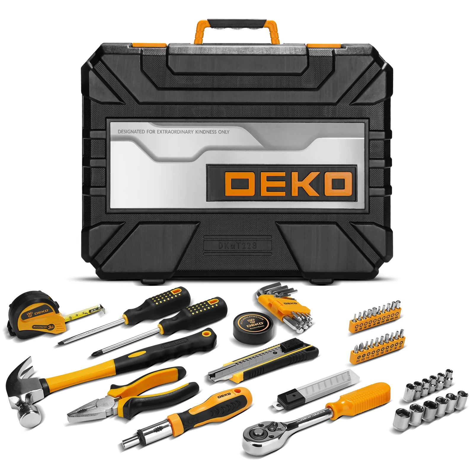 DEKO 228Pcs Socket Wrench Auto Repair Tool Combination Package Mixed Tool Set Hand Tool Kit with Plastic Toolbox Storage Case - ShoreCo.Shop