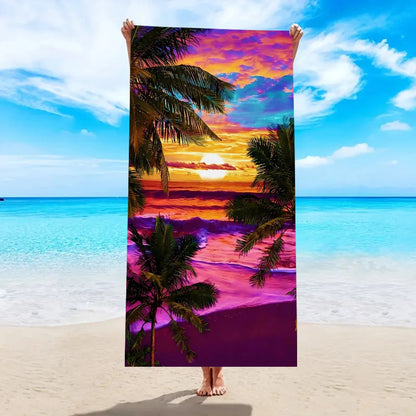 1pc tropical plant printed large beach towel, quick drying absorbent beach towel, swimming, vacation, camping beach towel    Your Coastal Marketplace | Shoreshopper.com