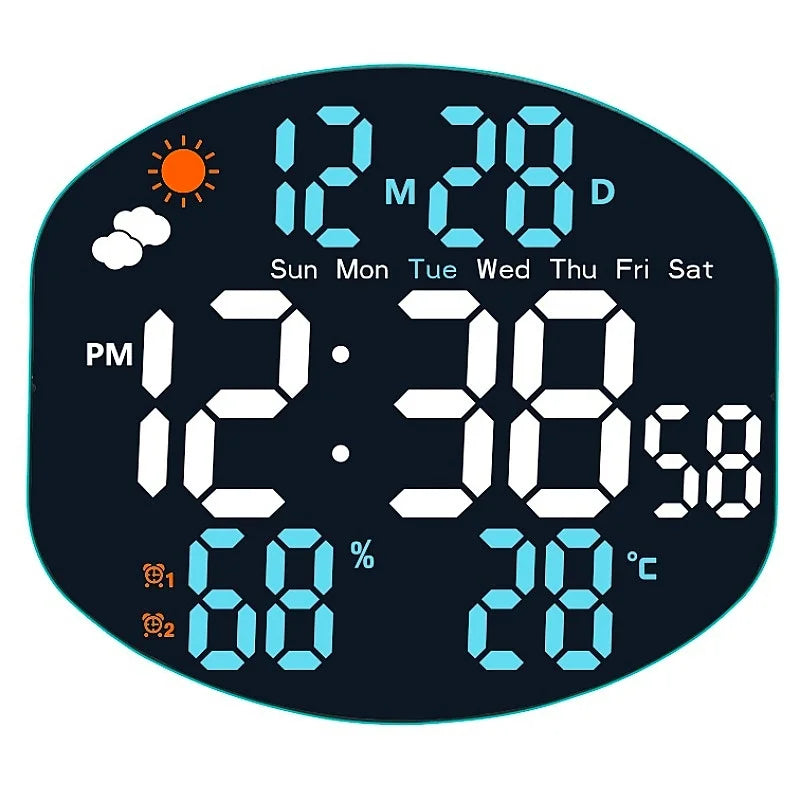 Large Digital Wall Clock Weather Station Forecast TEMP Humidity Date Week Night Mode Table Clock 2 Alarm 12/24H LED Alarm Clock    Home Decor Supply | Online Retail | ShoreShopper.com