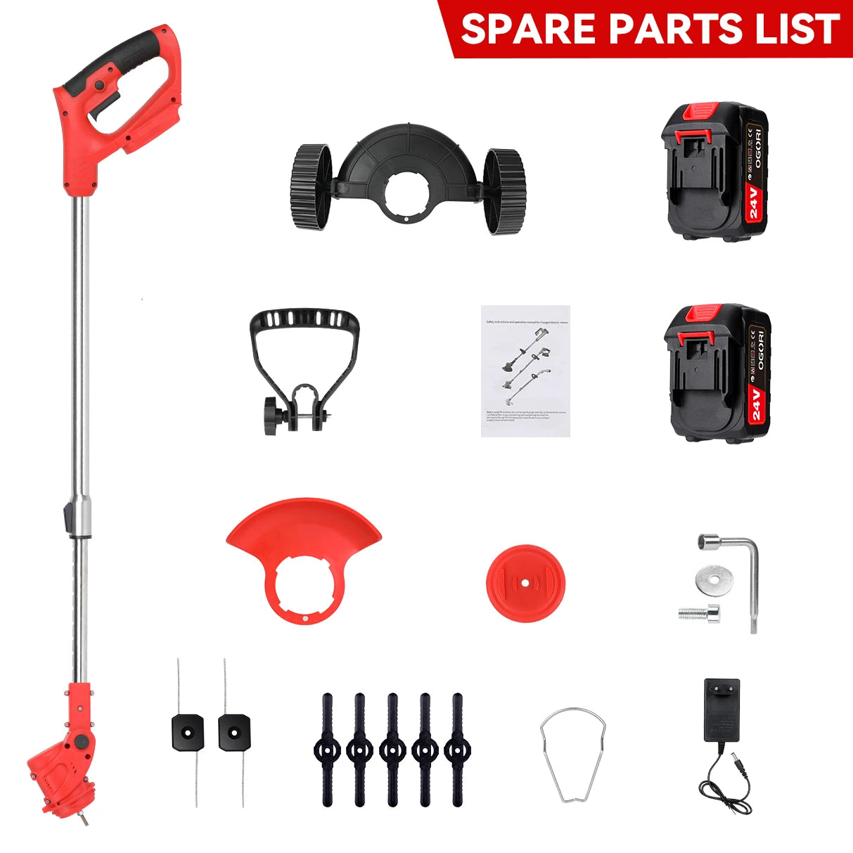 Electric Lawn Mower Cordless Grass Cutter with 2 Batteries Handheld Lawnmower Adjustable Length Grass Trimmer    Home Decor Supply | Online Retail | ShoreShopper.com