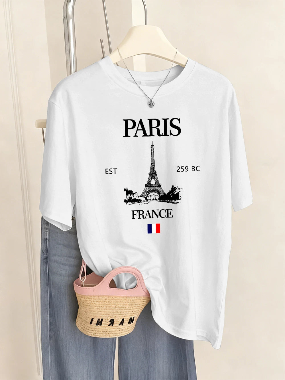 Paris France Eiffel Tower Prints T-Shirts Women Summer Basic Short Sleeve Tops O-Neck Loose T Shirts Basics Soft Womans Clothes    Home Decor Supply | Online Retail | ShoreShopper.com