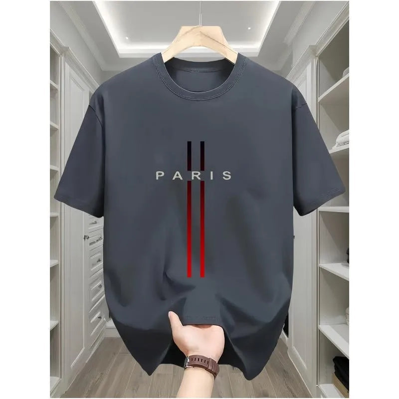 Fashion Paris Print T-shirt Men's Summer New 2025 New 100% Cotton Neck Short Short Sleeve Tee Gym Casual comfort Sports Top Men    Home Decor Supply | Online Retail | ShoreShopper.com