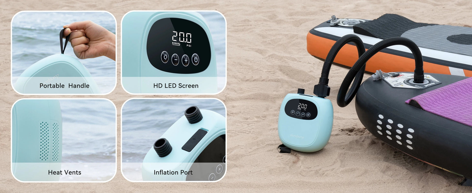 dwndpump Electric 20PSI SUP Pump 38.48Wh Battery Paddle Board Inflation Deflation for Kayak Boat Surfing Board Stand Up Paddle    Home Decor Supply | Online Retail | ShoreShopper.com