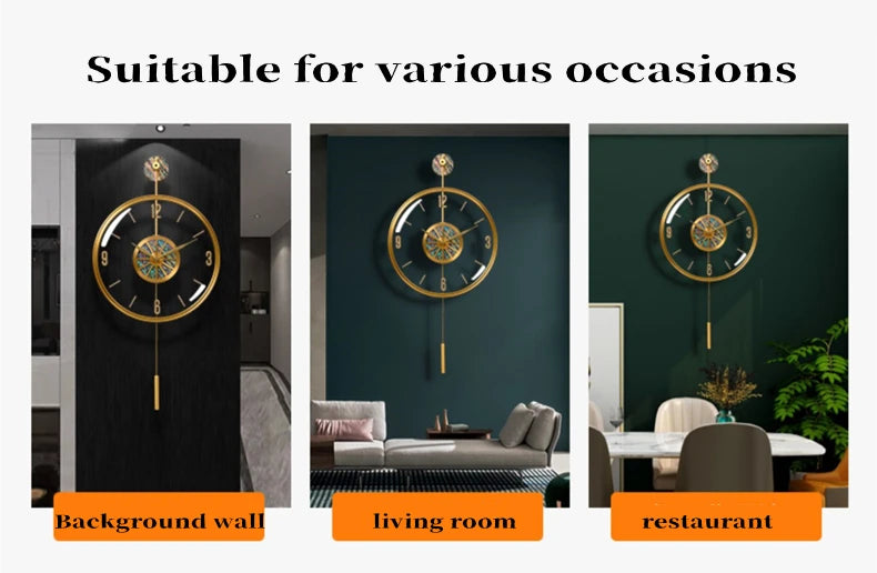 Modern Luxury Large Wall Clock With Pendulum Minimalist Decorative Art Silent Clock Nordic Living Room Bedroom Office Wall Clock    Home Decor Supply | Online Retail | ShoreShopper.com