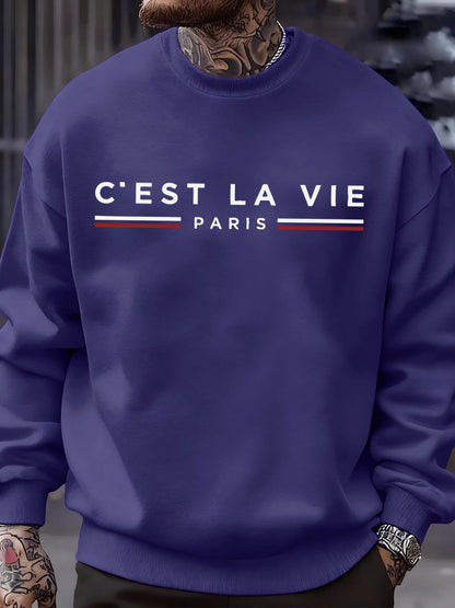 C'Est La Vie Paris Prints Man Sweatshirt Casual Loose Sportswear Hip Hop Fashion Pullovers Fleece Soft Clothing Crewneck Tops    Home Decor Supply | Online Retail | ShoreShopper.com