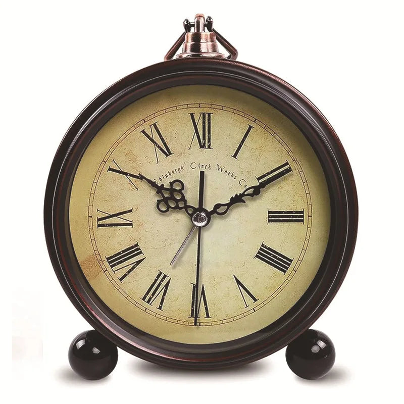 Vintage Hangable Battery Alarm Clock Metal Night Light Super Silent Table Desk Quartz Clock Time For Bedroom Bedside Desk Shelf    Home Decor Supply | Online Retail | ShoreShopper.com