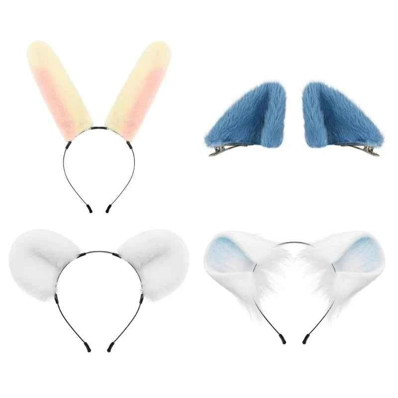 Girl Rabbits Headbands Furry Headwear Hairbands Fun Rabbit Ears Headwear Y166
