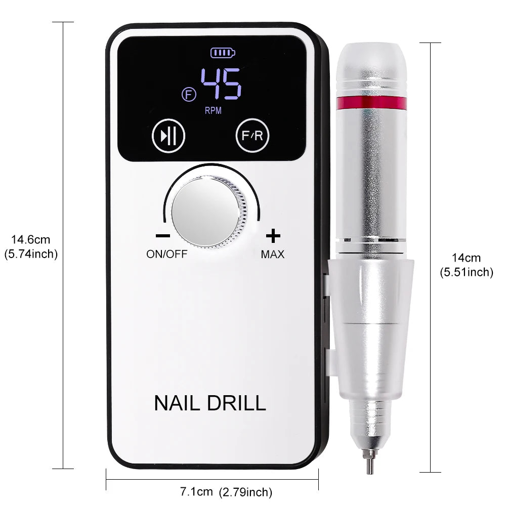 45000RPM Professional Nail Drill Machine Rechargeable Low Noise Electric Nail Drill Sander File for Manicure Gel  Polish Tool    Home Decor Supply | Online Retail | ShoreShopper.com