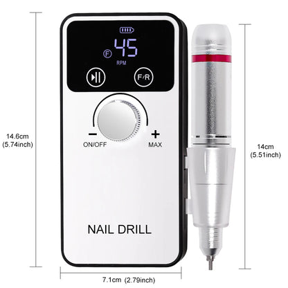 45000RPM Professional Nail Drill Machine Rechargeable Low Noise Electric Nail Drill Sander File for Manicure Gel  Polish Tool    Home Decor Supply | Online Retail | ShoreShopper.com