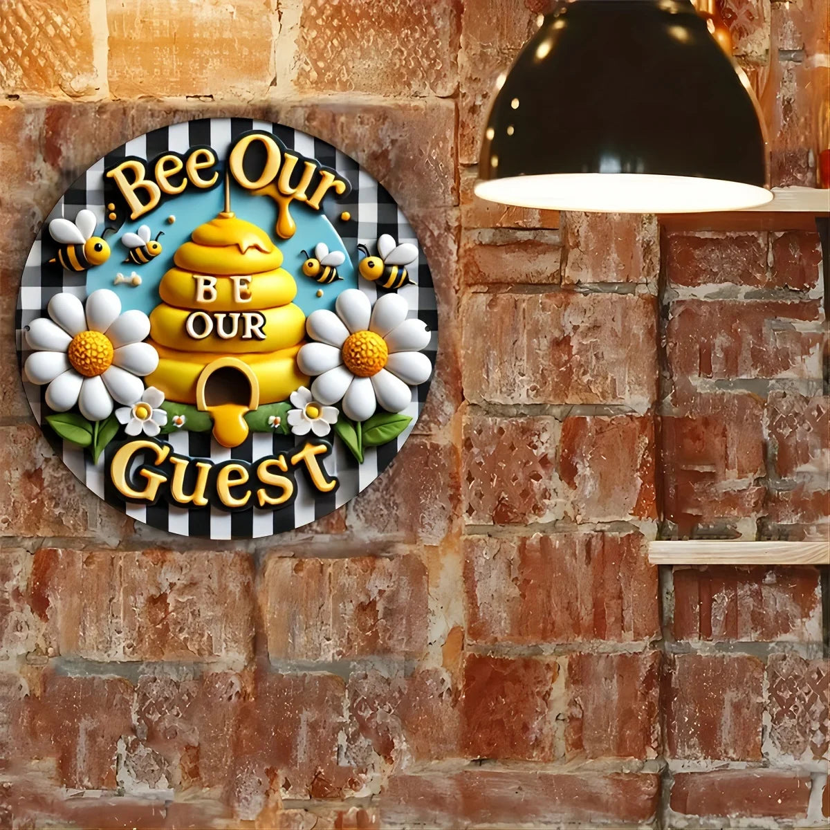 1pc 8x8 Inch Round Aluminum Metal Sign, Bee Wreath Wall Art, Summer Home Decor, Outdoor Indoor Door Decoration    Home Decor Supply | Online Retail | ShoreShopper.com