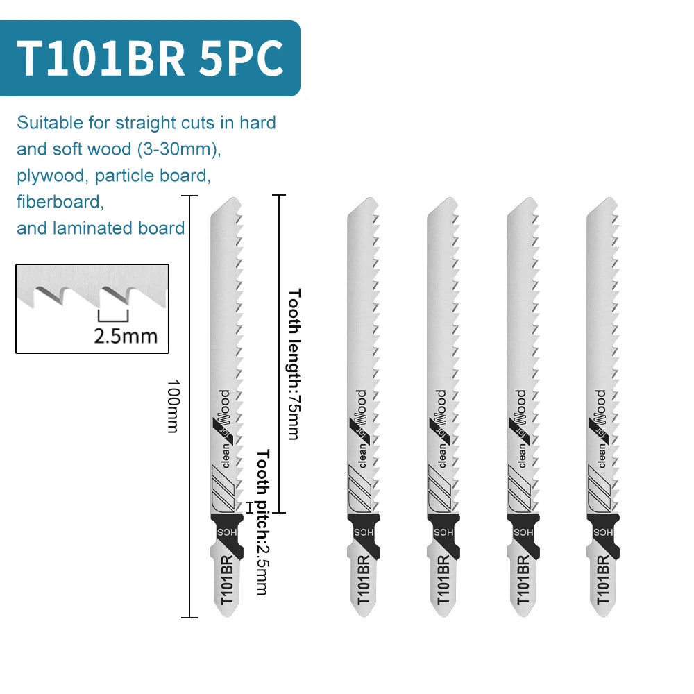 Jigsaw Blades Set T-Shank Jig Saw Blades for Wood Plastic and Metal Cutting Compatible as Bosch/DEWALT/RYOBI/One+/Makita - ShoreCo.Shop
