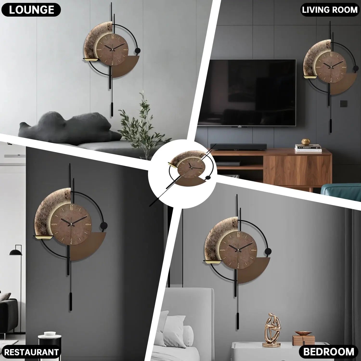Decorative Wall Clock with Pendulum, Silent Quartz Movement, Large Modern Design for Living Room, Kitchen, Bedroom    Home Decor Supply | Online Retail | ShoreShopper.com