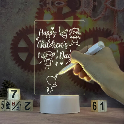 Transparent Luminous LED Night Lights USB Luminous Acrylic Night Light Erasable Write Message Board Calendar Desktop Ornaments - ShoreCo.Shop