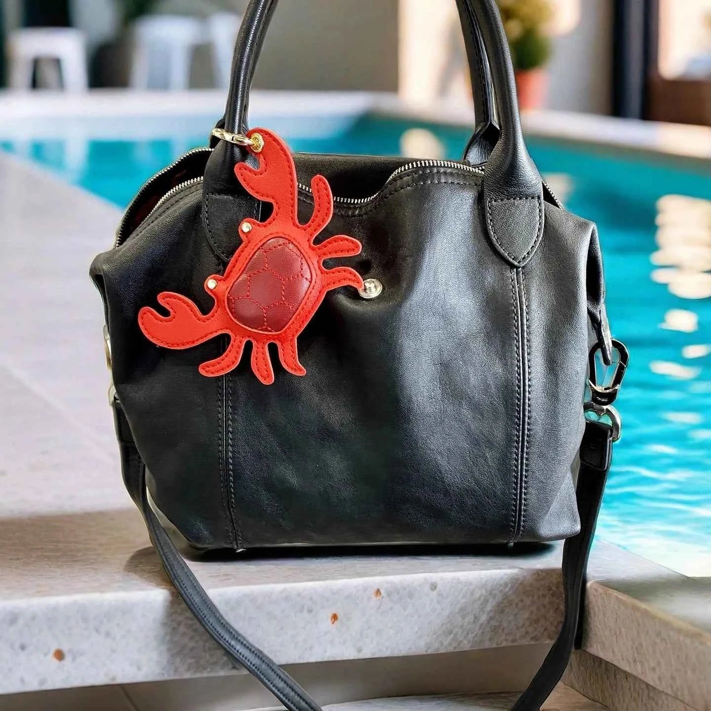 4 Pcs Stylish PU Leather Summer Beach Style Keychain/Bag Charm Set-Cute Lobster/Crab/Seashell-car/Bag/Room Accessories/Hanger-