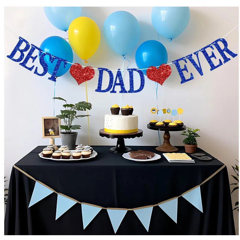 Best Dad Ever Happy Father’s Day Banner for Best Dad, Glitter Father's Day Party Decor Garland birthday decoration    Your Coastal Marketplace | Shoreshopper.com