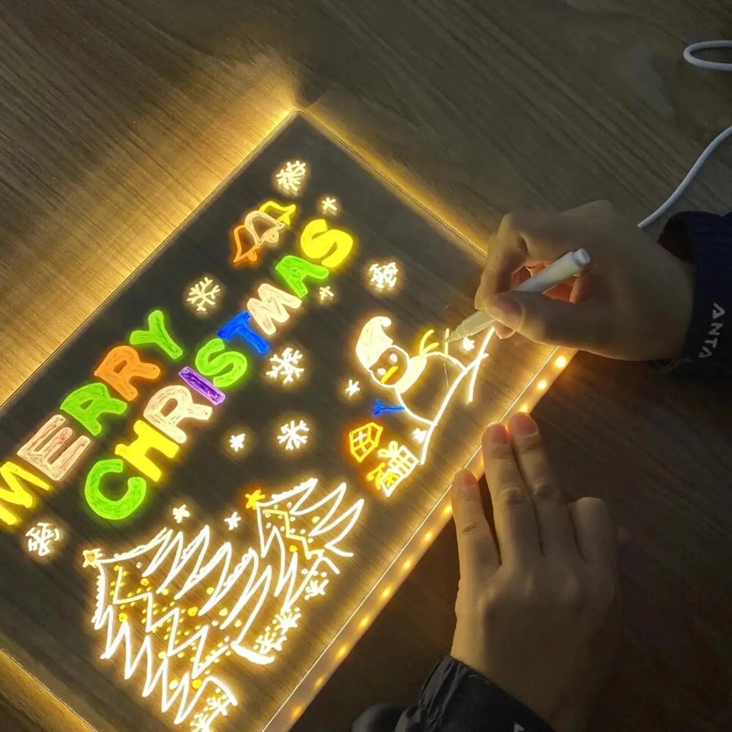 LED Note Board With Night Light 7 Colors Pen Acrylic Message Board DIY Children‘s Illuminated Drawing Board Kids Birthday Gift - ShoreCo.Shop
