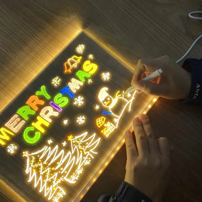 LED Note Board With Night Light 7 Colors Pen Acrylic Message Board DIY Children‘s Illuminated Drawing Board Kids Birthday Gift - ShoreCo.Shop