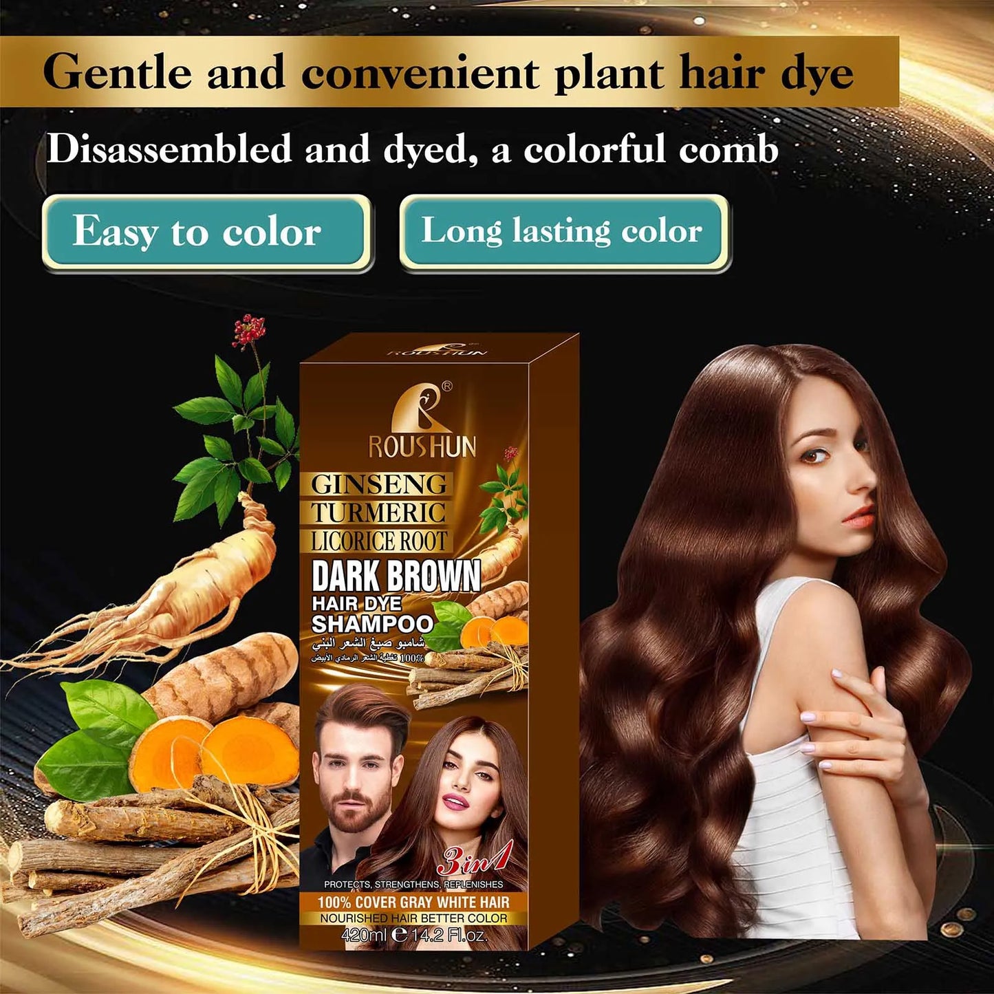 Brown Hair Color Shampoo for Gray Hair Instant Hair Dye Shampoo Hair Coloring in Minutes Natural and Long lasting color Hair Dye - ShoreCo.Shop