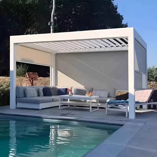 Waterproof electric shutter aluminum gazebo retractable adjustable roof garden gazebo bioclimatic gazebo aluminum outdoor