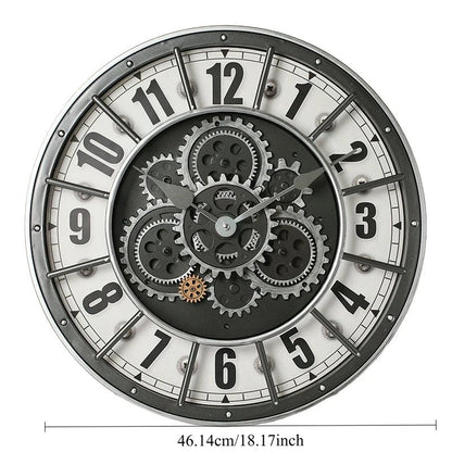 Retro Industrial Roman Wall Clock  Gear Rotation Clock Living Room Decorative Wall Clock Stylish Silent Wall Clock Quartz Clock    Home Decor Supply | Online Retail | ShoreShopper.com