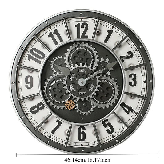 Retro Industrial Roman Wall Clock  Gear Rotation Clock Living Room Decorative Wall Clock Stylish Silent Wall Clock Quartz Clock    Home Decor Supply | Online Retail | ShoreShopper.com