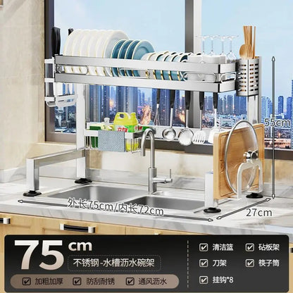 Stainless Steel Sink Shelf Bowl Drain Rack Kitchen Storage Rack Multifunctional Dish Cutlery Knife Spoon Sink Rack Set Organizer    Home Decor Supply | Online Retail | ShoreShopper.com