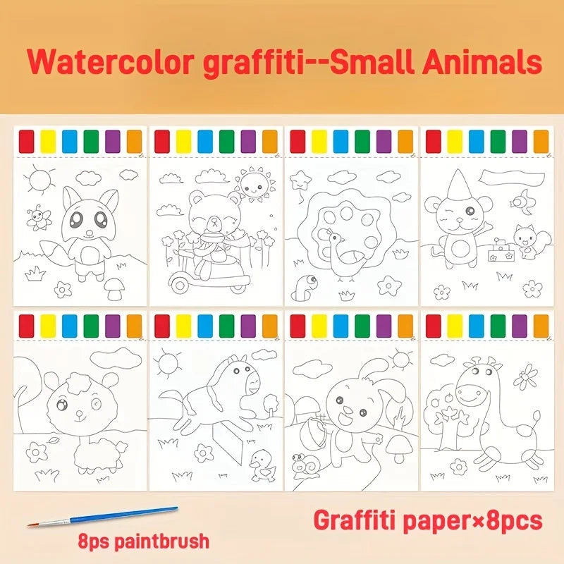 A Set of Art Tools, Including 8 Pieces of Art Paper, 8 Brushes,and 6 Colors of Paint,Suitable for Students and DIY Handmade Sets    Home Decor Supply | Online Retail | ShoreShopper.com