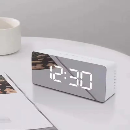 1Pc White Digital Clock LED Mirror Table Clock Snooze Display Time Night Light Desktop USB Alarm Clock Home Decor Desk Clock    Home Decor Supply | Online Retail | ShoreShopper.com
