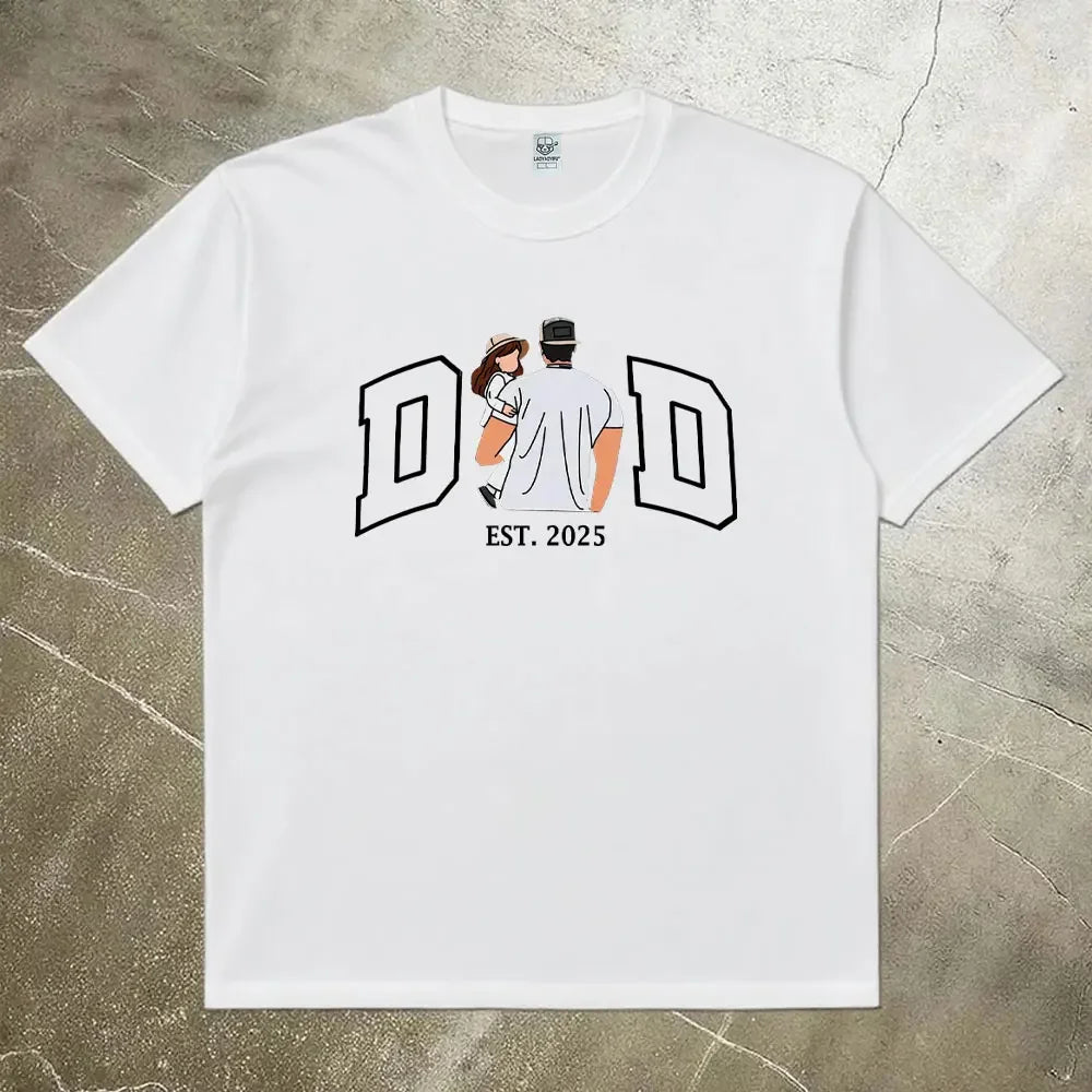 Fathers Day Gift Shirt Men Personalized Dad Portrait Family Design Cotton Tee Present for Husband Birthday Men Clothing    Your Coastal Marketplace | Shoreshopper.com