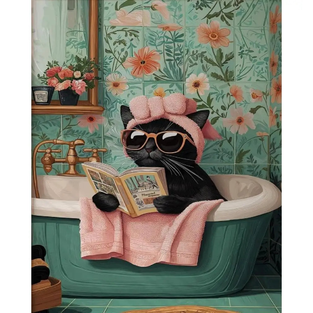 Canrichshop Black Cat Adult Paint by Number,Funny Bathing Cat Adults' Paint-by-Number Kits, Adults Beginners Unframed    Home Decor Supply | Online Retail | ShoreShopper.com